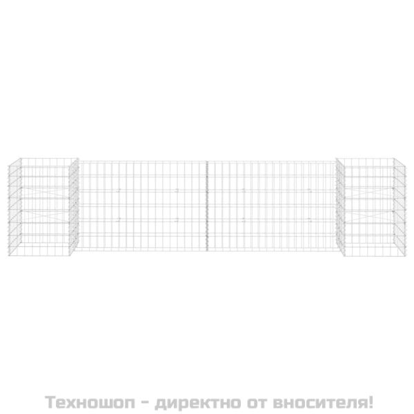 Габион плантер Н-образен, стоманена тел, 260x40x60 cм