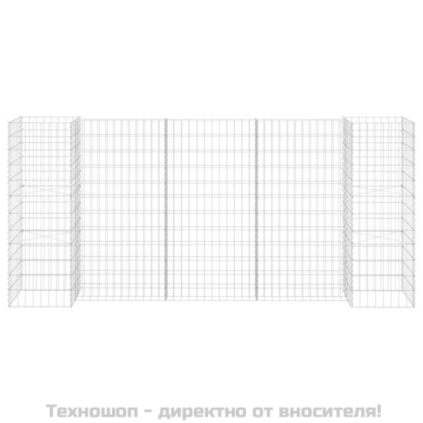 Габион плантер Н-образен, стоманена тел, 260x40x120 cм