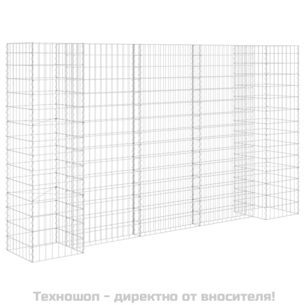 Габион плантер Н-образен, стоманена тел, 260x40x150 cм