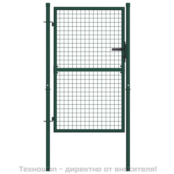 Оградна порта, стомана, 100x125 см, зелена