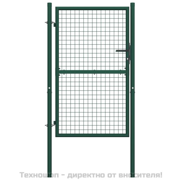 Оградна порта, стомана, 100x200 см, зелена