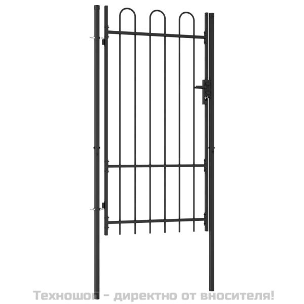 Оградна порта една врата арковиден връх стомана 1х1,75 м черна