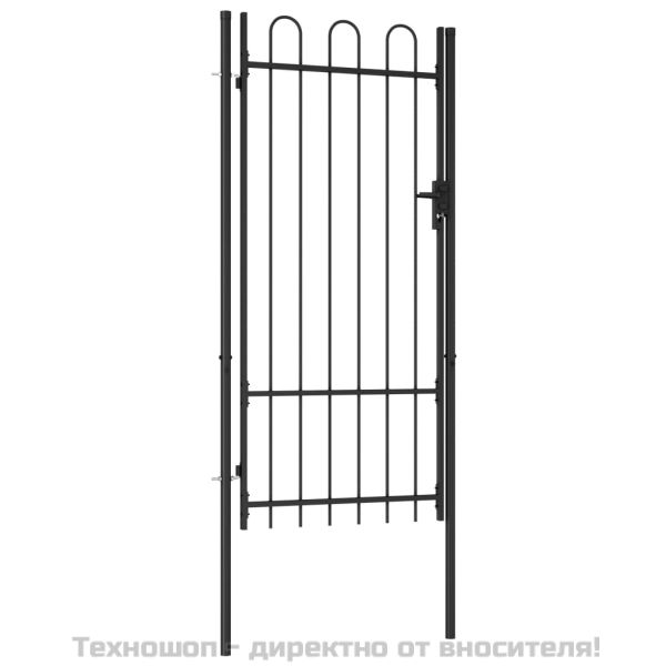 Оградна порта една врата арковидни върхове стомана 1х2 м черна