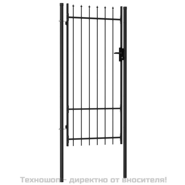 Оградна порта една врата с остри върхове стомана 1х2 м черна