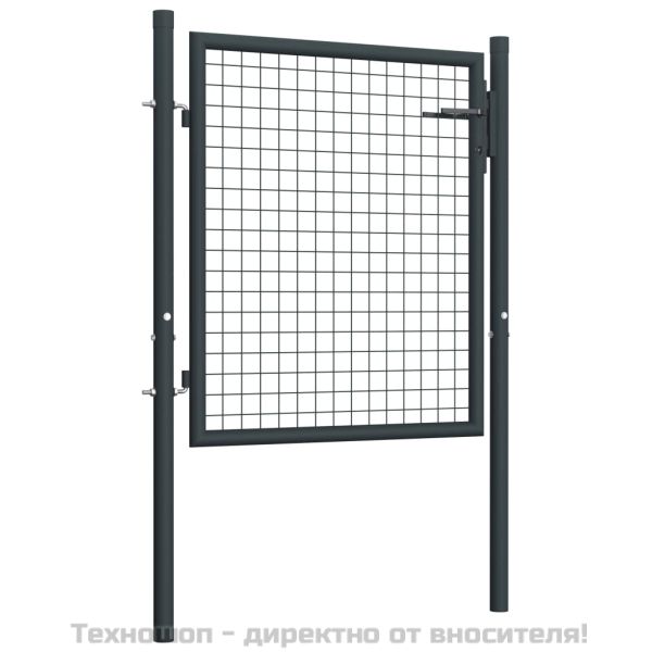 Градинска мрежеста порта, поцинкована стомана, 100x75 см, сива