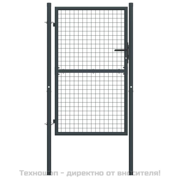 Мрежеста градинска врата, поцинкована стомана, 100x200 см, сива