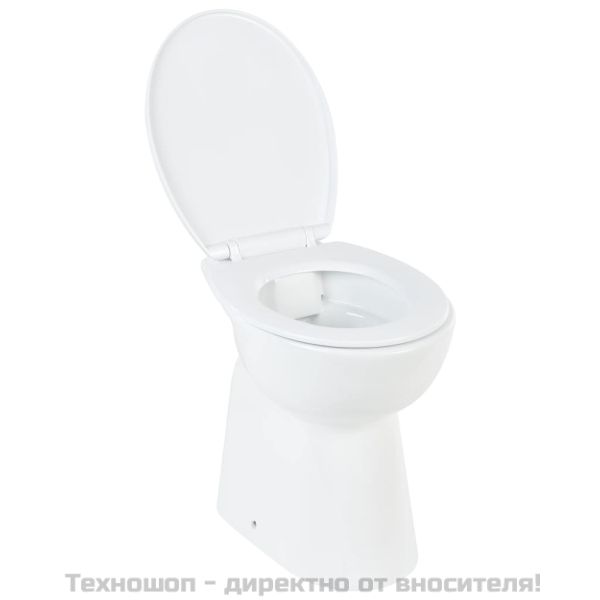 Тоалетна без ръбове, 7 см допълнителна височина, бавно затваряне, бяла керамика