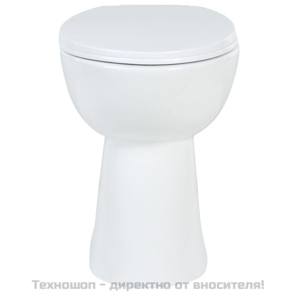 Тоалетна без ръбове, 7 см допълнителна височина, бавно затваряне, бяла керамика