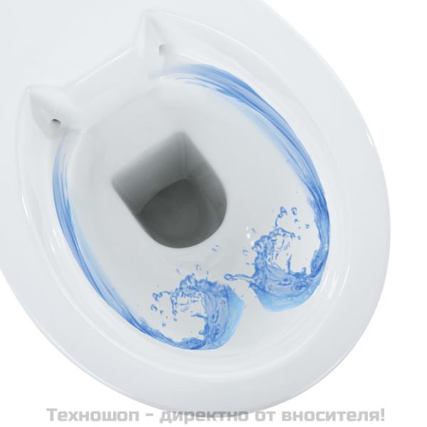 Тоалетна без ръбове, 7 см допълнителна височина, бавно затваряне, бяла керамика