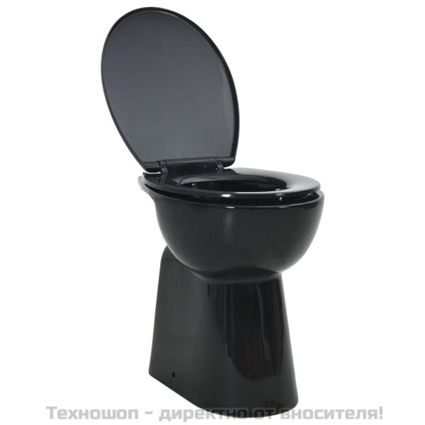 Тоалетна без ръбове, 7 см допълнителна височина, бавно затваряне, керамика черна