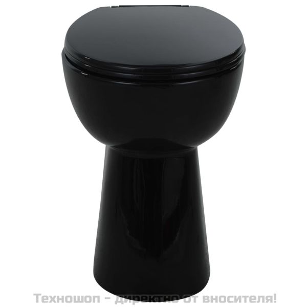 Тоалетна без ръбове, 7 см допълнителна височина, бавно затваряне, керамика черна