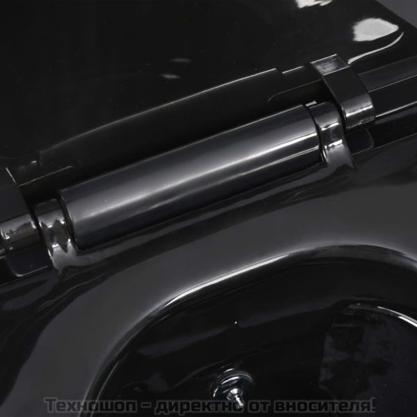 Окачена тоалетна чиния без ръб с функция биде, керамична, черна