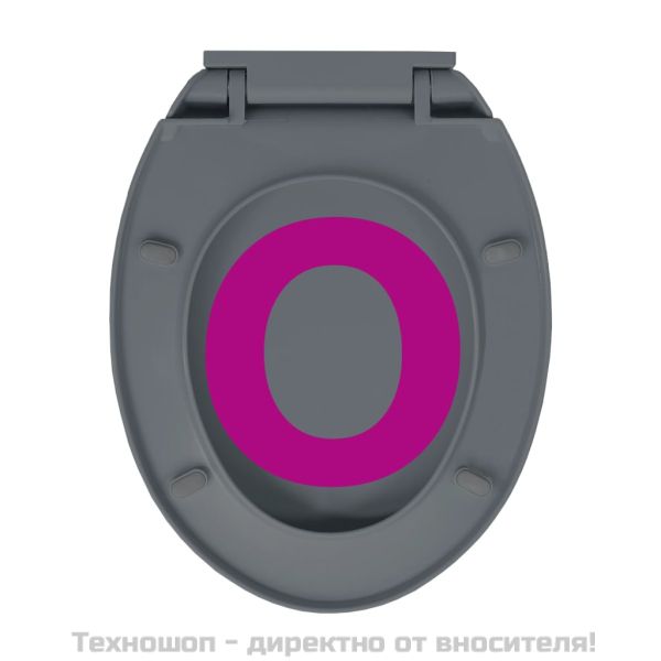 Тоалетна седалка с плавно затваряне, сива, овална