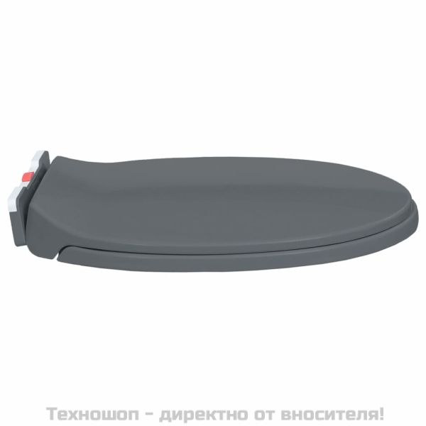 Тоалетна седалка плавно спускане бързо освобождаване сива овал
