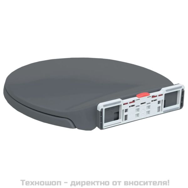 Тоалетна седалка плавно спускане бързо освобождаване сива овал