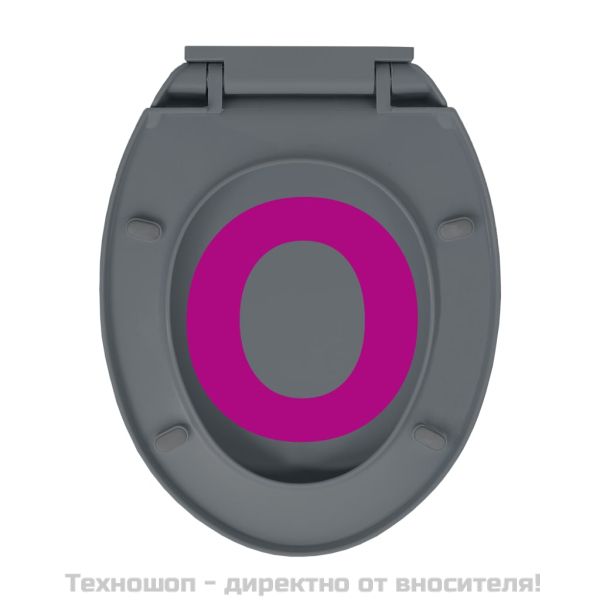 Тоалетна седалка плавно спускане бързо освобождаване сива овал