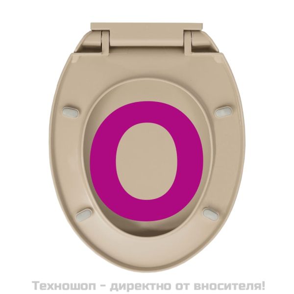 Тоалетна седалка с плавно затваряне, бежова, овална