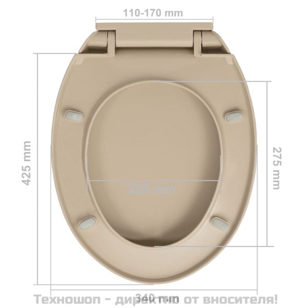 Тоалетна седалка с плавно затваряне, бежова, овална