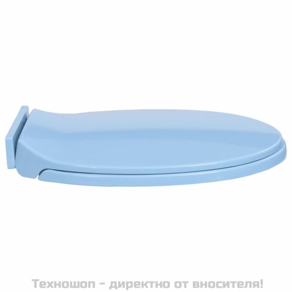 Тоалетна седалка с плавно затваряне, синя, овална