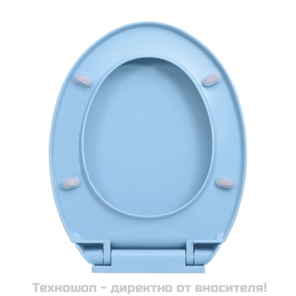 Тоалетна седалка с плавно затваряне, синя, овална