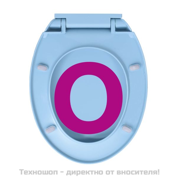 Тоалетна седалка с плавно затваряне, синя, овална