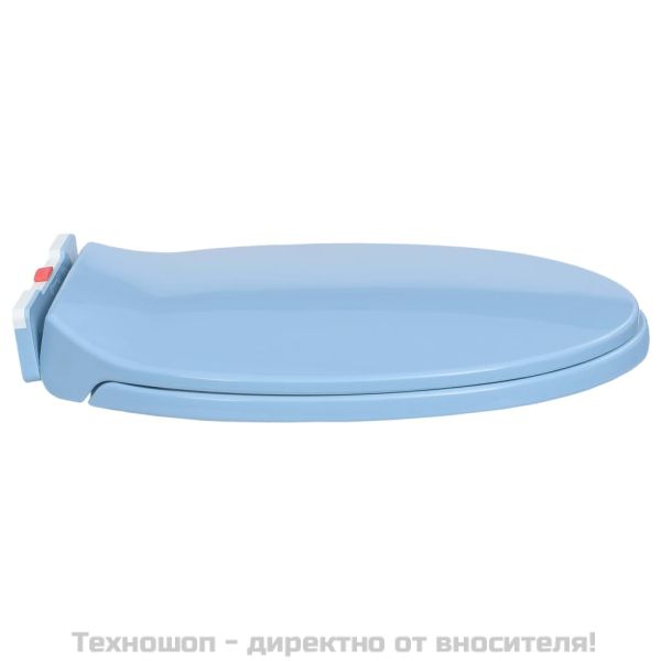Тоалетна седалка плавно спускане бързо освобождаване синя овал