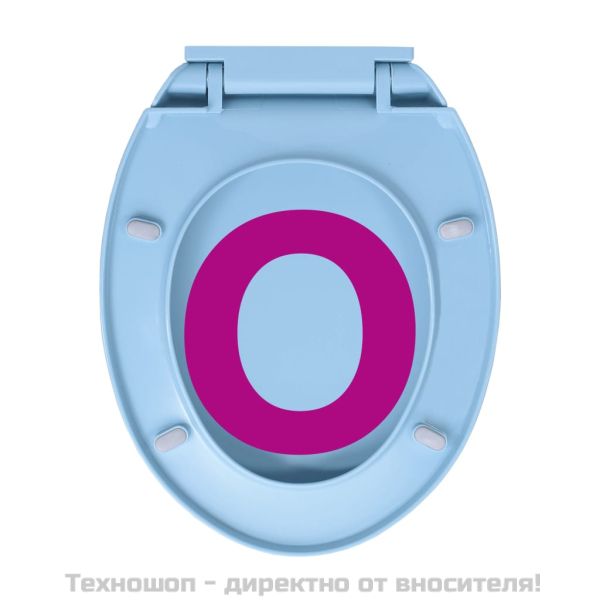 Тоалетна седалка плавно спускане бързо освобождаване синя овал