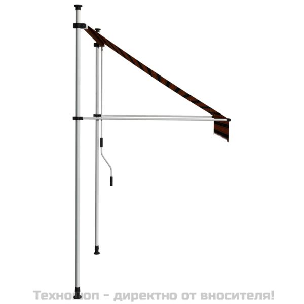 Ръчно прибиращ се сенник, 150 см, оранжево и кафяво