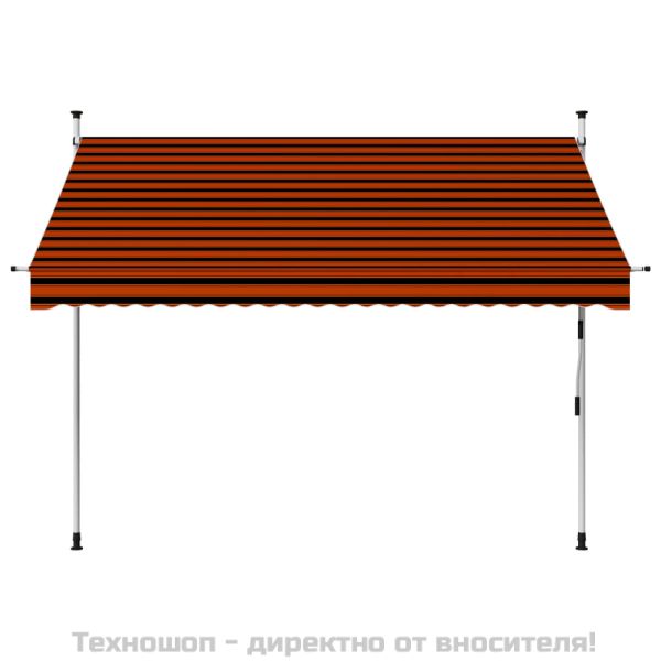 Ръчно прибиращ се сенник, 250 см, оранжево и кафяво