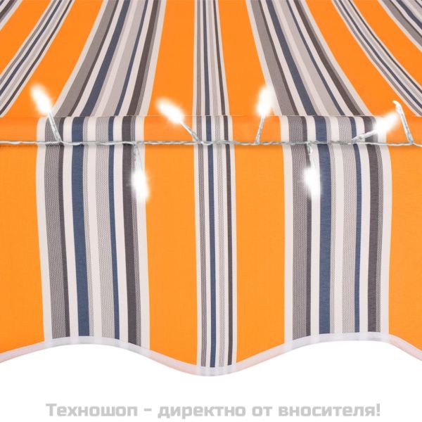 Ръчно прибиращ се сенник с LED, 100 см, жълто и синьо