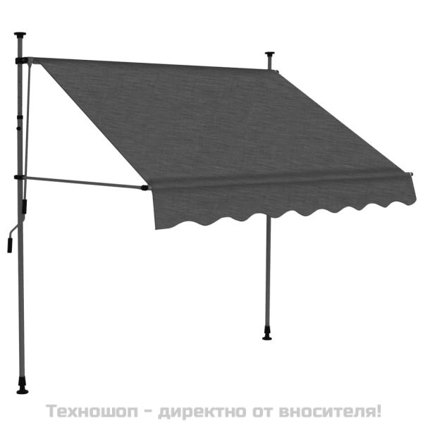Ръчно прибиращ се сенник с LED, 150 см, антрацит