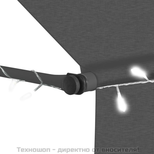 Ръчно прибиращ се сенник с LED, 150 см, антрацит