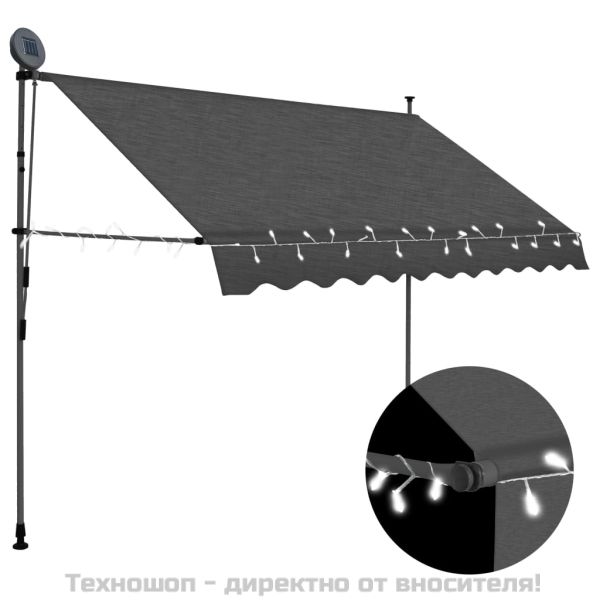 Ръчно прибиращ се сенник с LED, 250 см, антрацит