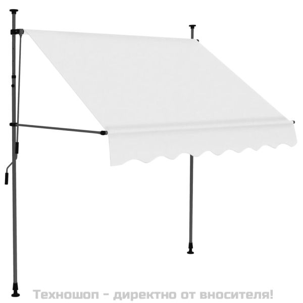 Ръчно прибиращ се сенник с LED, 200 см, кремав