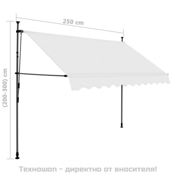 Ръчно прибиращ се сенник с LED, 250 см, кремав
