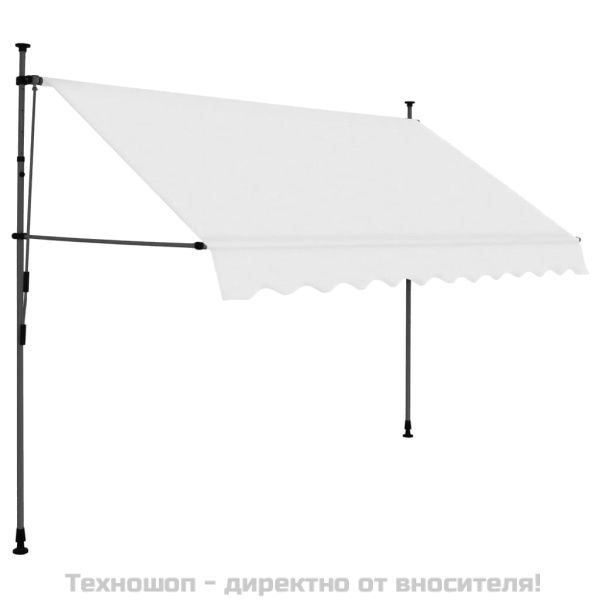 Ръчно прибиращ се сенник с LED, 300 см, кремав