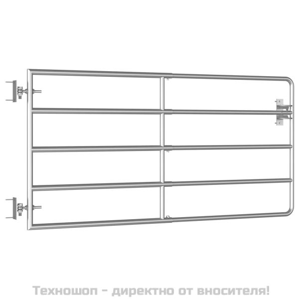 Оградна порта, 5 пръта, стомана, (95-170)x90 см, сребриста
