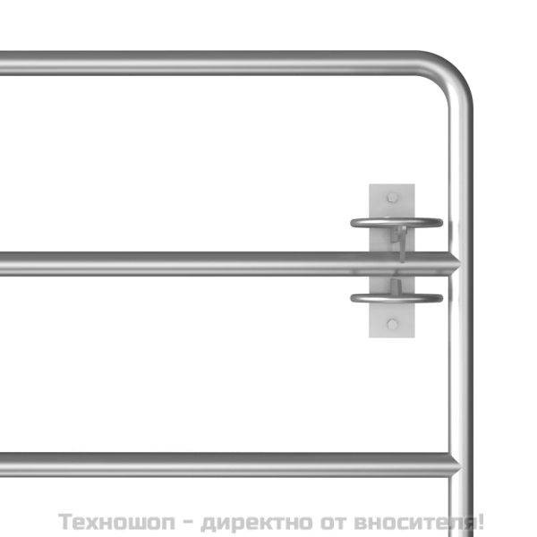 Оградна порта, 5 пръта, стомана, (95-170)x90 см, сребриста