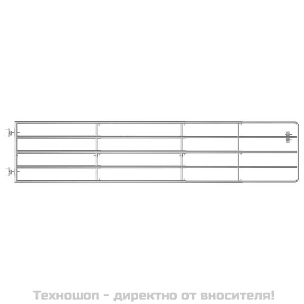 Оградна порта, 5 пръта, стомана, (150-400)x90 см, сребриста