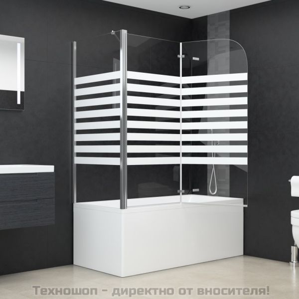 Параван за вана, 120x68x130 см, закалено стъкло, на ивици