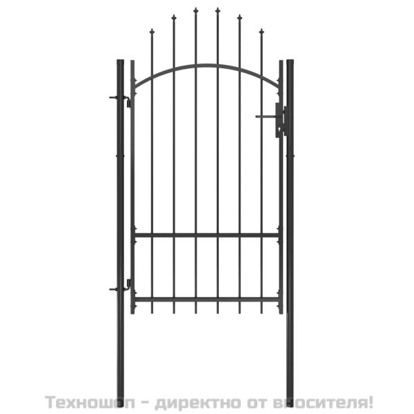 Градинска порта, стомана, 1x2,2 м, черна