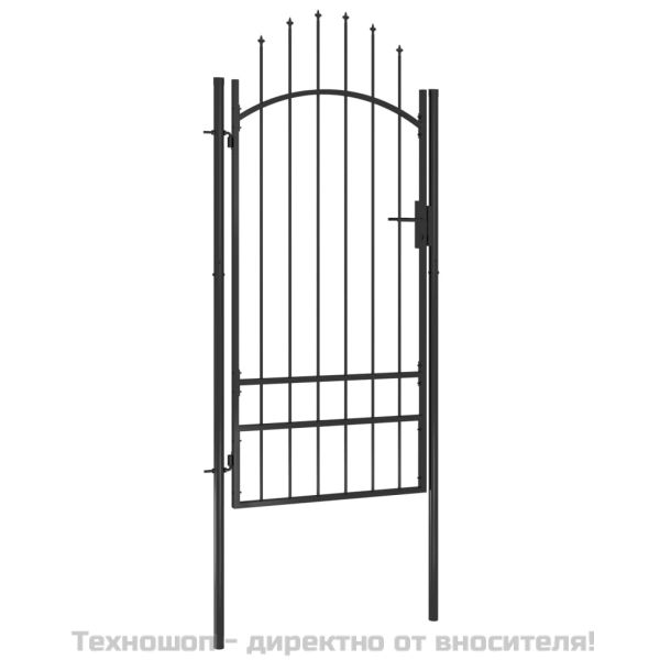 Градинска порта, стомана, 1x2,5 м, черна