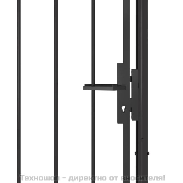 Градинска порта, стомана, 1x2,5 м, черна