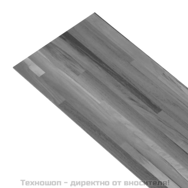 PVC подови дъски 4,46 м² 3 мм самозалепващи сиви ивици