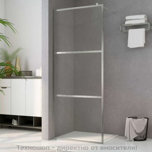 Стена за душ с прозрачно ESG стъкло, 100x195 см