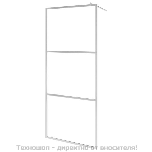 Стена за душ с матирано в средата ESG стъкло, 100x195 см