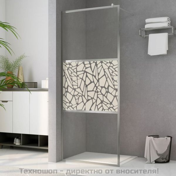 Стена за душ, ESG стъкло с дизайн на камъни, 115x195 см