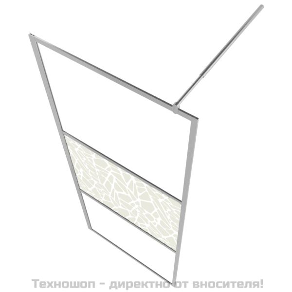 Стена за душ, ESG стъкло с дизайн на камъни, 115x195 см