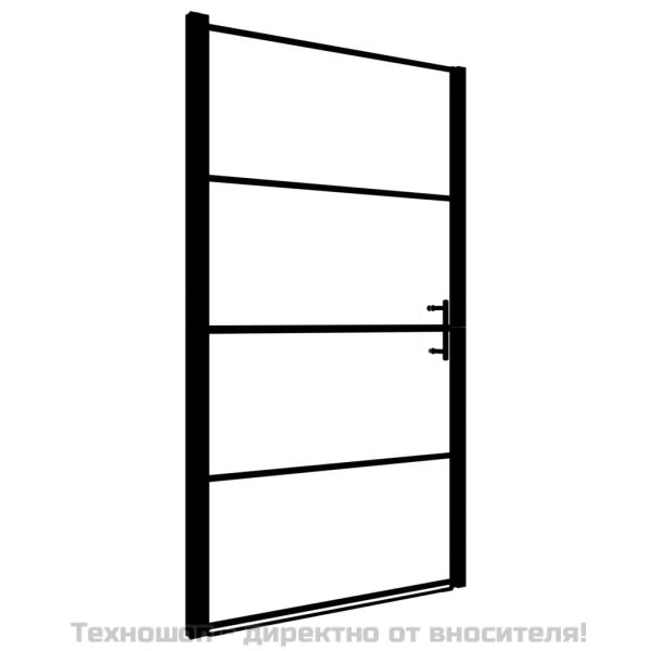 Врата за душ, матирано закалено стъкло, 91x195 см, черна