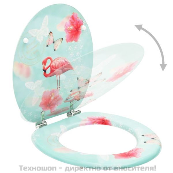 WC тоалетна седалка с капак, МДФ, дизайн фламинго